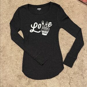 Old Navy Black Long Sleeve Tee with Love Graphic